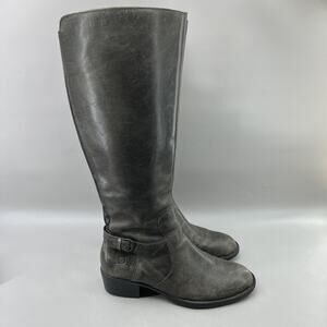 Born Helen Riding Boots Women Size 7.5 Gray Knee High Buckle Zip Comfort Shoes